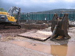 Water intake building debris removed