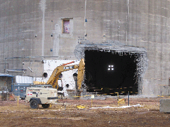 Hole in containment building opened where Terry turbine was previously