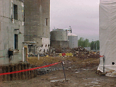Space left on the side of the containment building after Terry turbine was removed