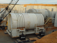 Pressure vessel prepared for burial at Barnwell, South Carolina