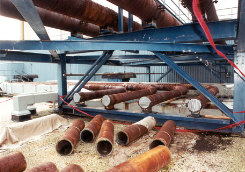 Pipes being cut for disposal
