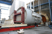 Canister containing the pressure vessel loaded onto a trailer